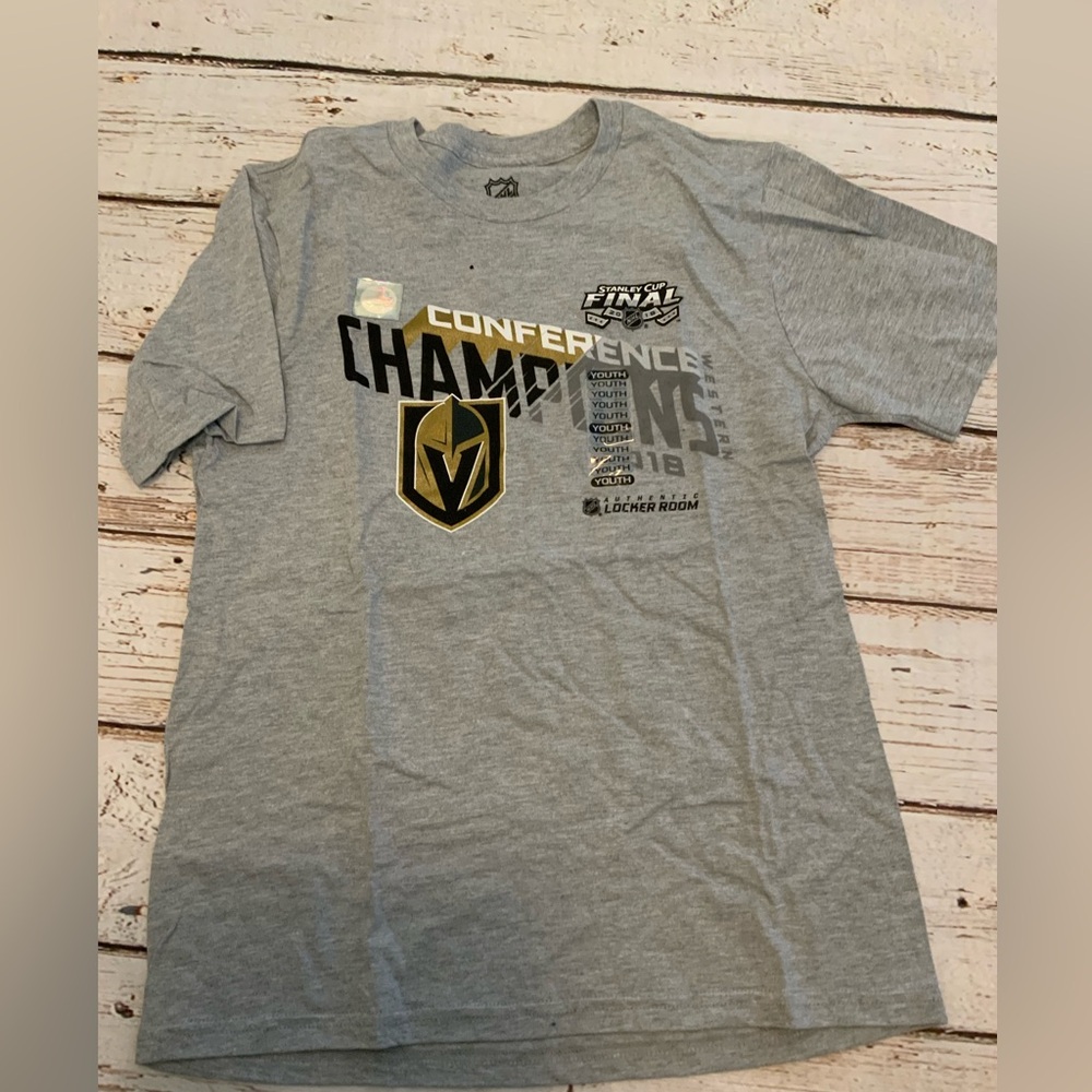 NHL Vegas Golden Knights Inaugural 2018 Western Conference Champs Tee Kids NWT
